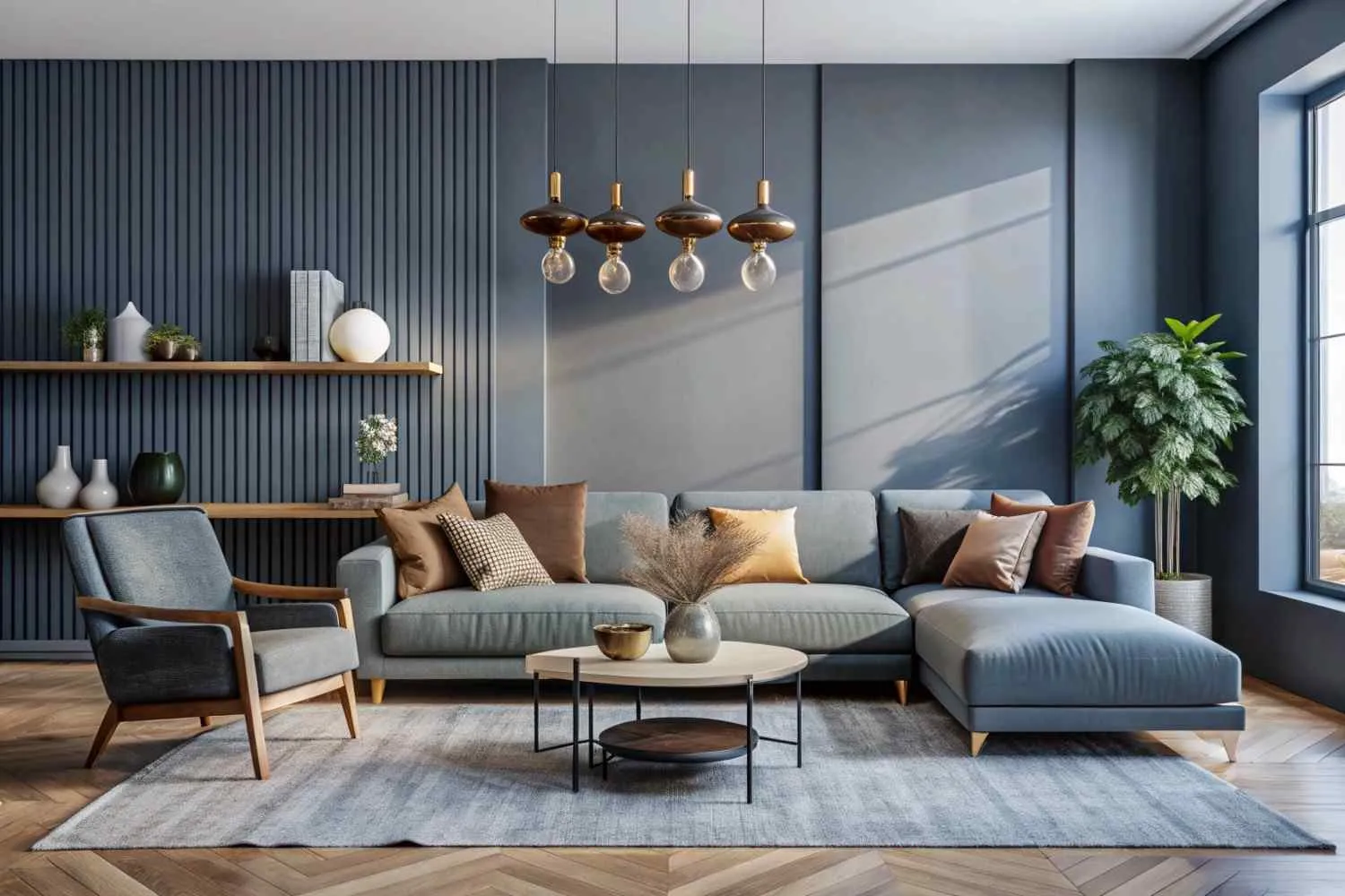 Furnished living room covered by belongings protection
